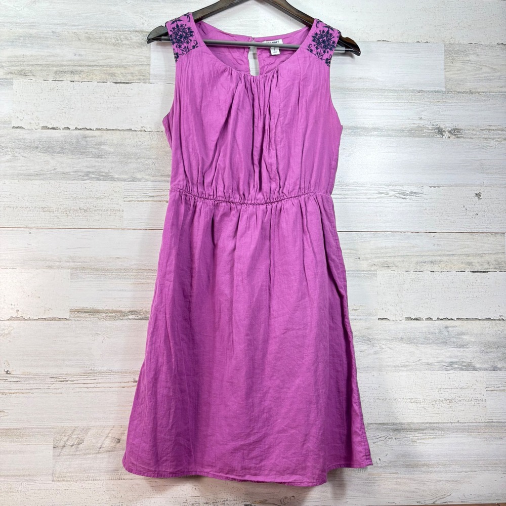 Old‎ Navy Plum Kiss Pink Cotton Embroidered Shoulder Sleeveless Dress Size M